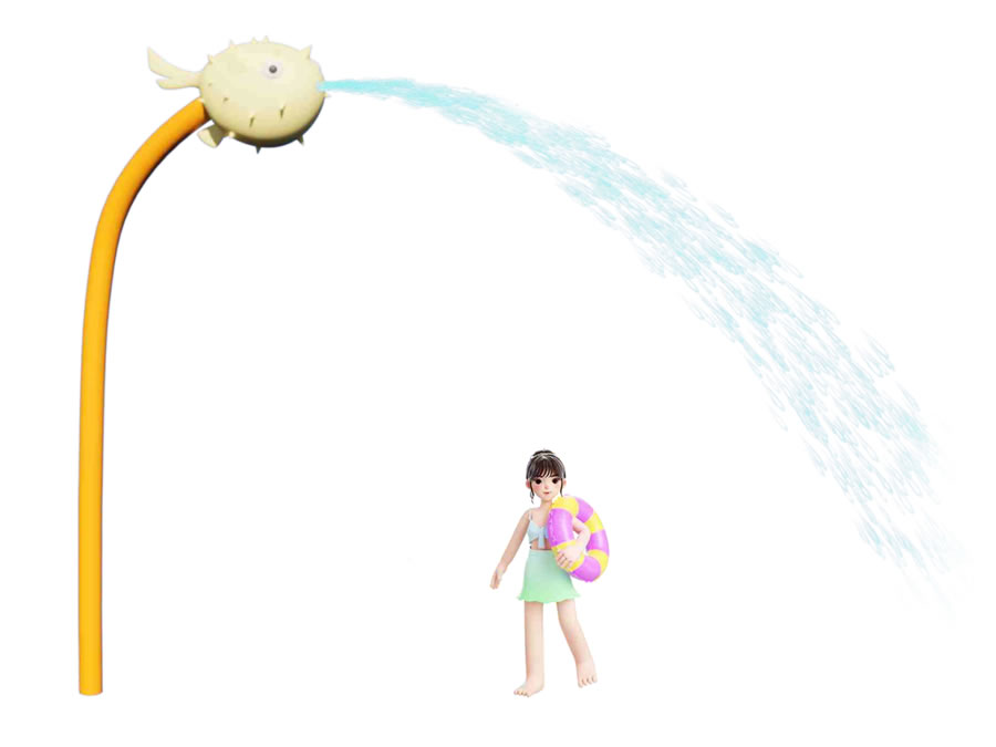 噴水河豚戲水小品